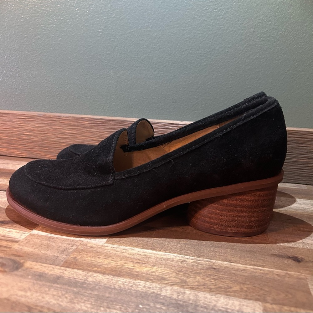 Sofft Black Suede Slip-On Loafers Block Heel Comfort Shoes Women’s 8.5 - Picture 2 of 10